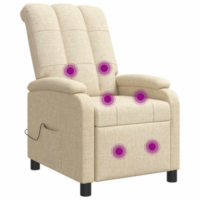 vidaXL - Massage - Relaxstoel - Crèmekleurig - Stof