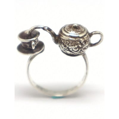 1 STuks Vintage Temperament Bloemenpatroon Gietkan Geometrische Verstelbare Opening Ring Voor Mannen Mode Sieraden Accessoires Adjustable opening zilver