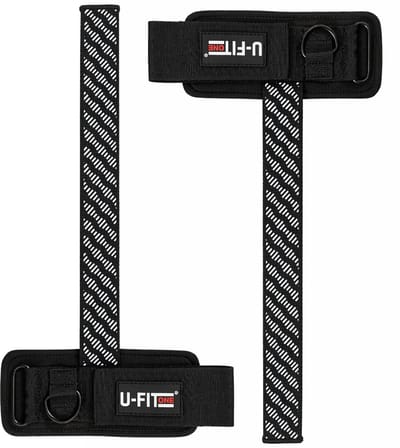U Fit One 3 in 1 Lifting Straps - Anti Slip Deadlift Straps - Padded Straps - Bodybuilding - Gewichtshef - Powerlifting - Wrist Wraps - Zwart