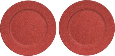 2x Ronde onderzet borden rood met glitters 33 cm - onderborden