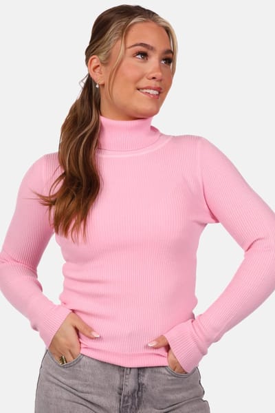 Getdrezzed Top - Maat: M/L - Coltrui met ribstructuur roze