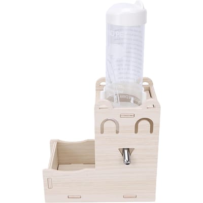 2-in-1 Hamster Hangende Waterfles Houten Huisdier Automatische Dispenser met Basis voor Renmuis Egel
