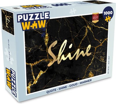 Puzzel Quote - Shine - Goud - Marmer print - Legpuzzel - Puzzel 1000 stukjes volwassenen