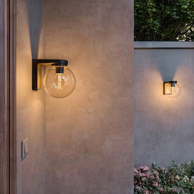 Philips Ulio Wandlamp - Buitenverlichting - E27-fitting - Weerbestendig: IP44 - Zwart - Hoogwaardig Aluminium en Glas - Modern design
