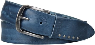 Fana Belts leren riem blauw - Extra brede riem 4.5cm - Stoere riem - Heren riemen leer - Taillemaat 115 - Riem studs