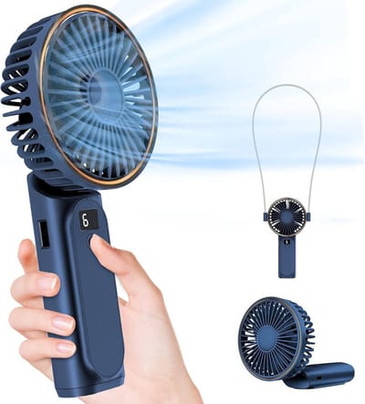 Draagbare Ventilator - USB Oplaadbare Halsventilator - 4000mAh Powerbank - Verstelbaar & Stil - Voor buiten & bureau - Blauw - Compact formaat - 1 stuks