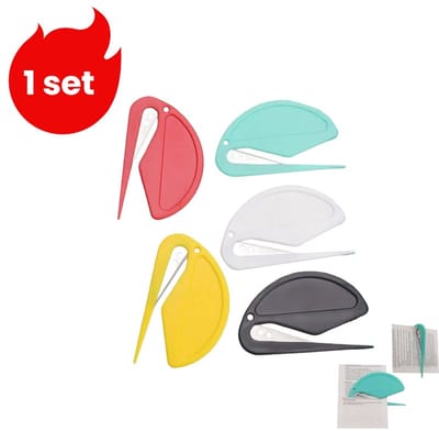 1 set - Mini plastic briefopener - envelop opener - papiersnijder - dozenopener - Groen*1, Rood*1, Geel*1, Wit*1, Zwart*1