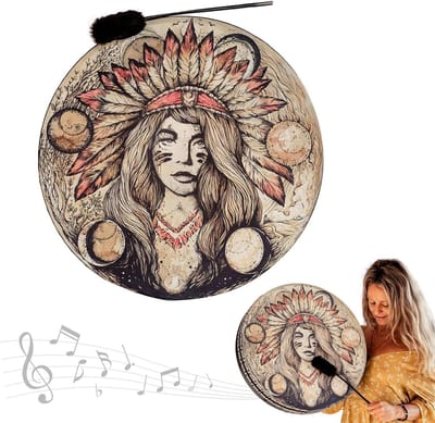 Spirituele Hand Drum - Meditatie Trommel - Spirituele Beoefening - Uniek Geluid - Natuurlijk