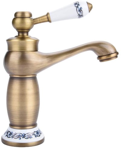 Dailygoods- Mengkraan met bloemenpatroon - Douchekraan - Keuken - Wastafel - Antiek - Verstelbare hendel 11,5 cm - Keukenkranen