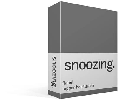 Snoozing - Flanel - Topper - Hoeslaken - Eenpersoons - 80/90x200 cm - Antraciet