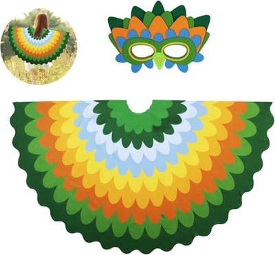 Kleurrijke Papegaai Kostuum voor Kinderen met Vleugels en Masker voor Feestjes, Halloween en Cosplay (3-8 Jaar)