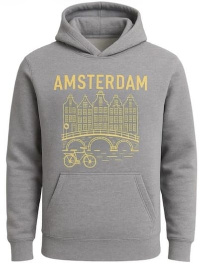 Hoodie Fiets Amsterdam - Grijs - S