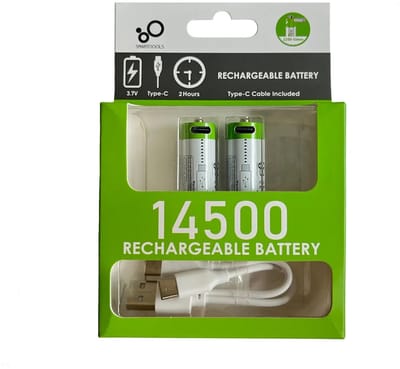 Oplaadbaar Li-ion 14500 3.7V Accu 2220mWh Hoge Capaciteit, 1200 Cycli, Vooraf opgeladen, Lage Zelfontlading voor Zaklampen Speelgoed en DIY