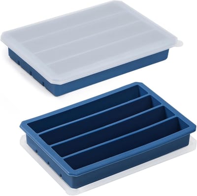 Siliconen ijsblokjesvorm set van 2 met deksel en 4 niveaus voor sportdranken en waterflessen, 15 x 2 cm