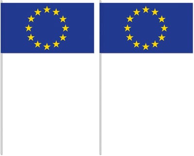 Zwaaivlaggetjes Europa - 50x - 12 x 24 cm - handvlaggetjes - versiering - feestartikelen
