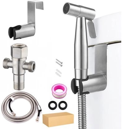 Handdouche voor bidet van roestvrij staal voor toiletten, explosiebestendige slang, uitschuifbaar tot 150 cm, voor persoonlijke/vrouwelijke hygiëne, reiniging van textiel/luiers/badkamer.