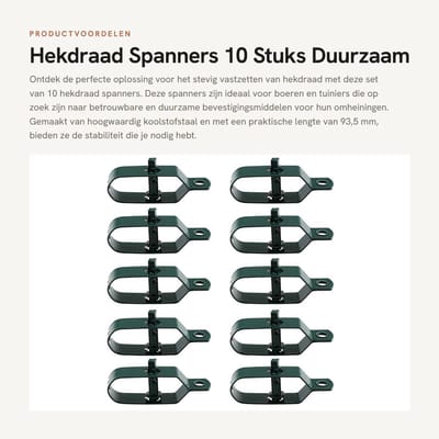 Dailygoods- Hekdraad Spanners 10 Stuks - Koolstofstaal - 93,5 mm - Draadspanner Waslijn - Groen - Voor Vastdraaien Touw