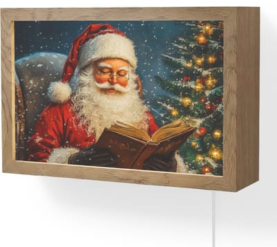 Wandlamp 30x20 cm - Oplaadbaar - Kerstman - Kerst - Winter - Kerstboom - Wandlampen binnen woonkamer - Slaapkamer lamp met kabel - Decoratieve nachtlamp - Vloerlamp snoer