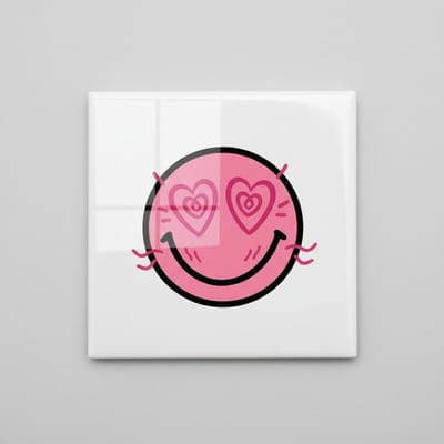 Hartjes Ogen Smiley Keramische Tegel – Schattige Love Emoji Wanddecoratie – 15 x 15 cm
