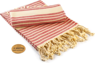 ARTG® Hamamzz - Hamamdoek - Original Bodrum De Luxe - Rood/Creme - 100 x 180 cm - AR055