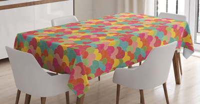 ABAKUHAUS Geometrische tafelkleed – Abstracte Doodle Waves – 140x240 cm – Meerkleurig
