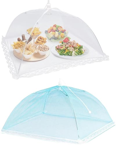 Dailygoods- Voedselafdekking opvouwbaar - Vliegenkap - Insectenbescherming - Netstofafdekking - 32 x 32 cm - Perfect voor barbecue
