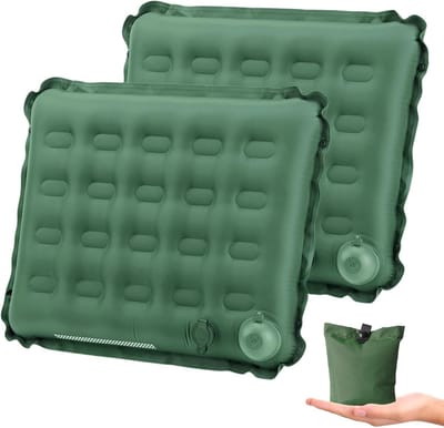 Thijox - Zelfopblazend Zitkussen 42 x 34 x 6 cm, Opblaasbaar Camping en Strandstoelkussen, Ultralicht en Opvouwbaar Outdoor Kussen voor Vliegtuig en B