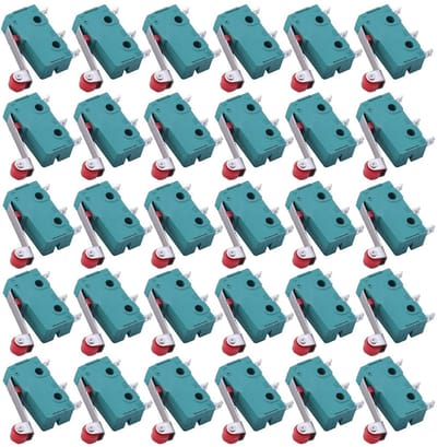 Momentary 3-pin Microswitch met Roller Hendel - 30 Stuks, 250V, 5A SPDT