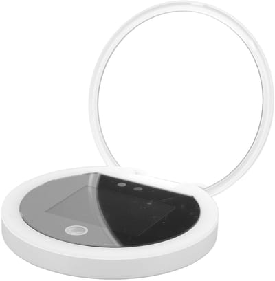 Allecto - UV-cosmetische Spiegel - Vergrotende Spiegel - Draagbaar - Zonnebrandtest - Oplaadbaar - Make-upspiegel - Geschikt voor UV-camera - Zwart - Compact Design met 2x Vergroting 3,8 Inch