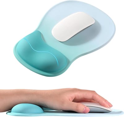 Ergonomische Muismat met Gelondersteuning voor Pols, Antislip Silicone Basis, Duurzaam en Wasbaar, Ideaal voor Thuis en Kantoor, 26x19cm - Blauw