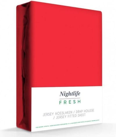 Ambianzz Bedding - Jersey Hoeslaken Matras - 150 gr/m2 - 100% Katoen (stretch) - 140x200 + 35 cm - Rood