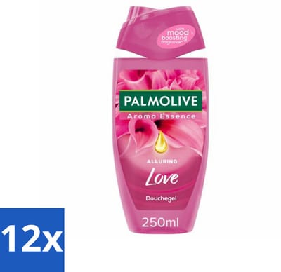 12 x Palmolive Douchegel Aroma Essence Alluring Love 250 ml - Douchegel - Geur - Hydratatie - Verzorging - Bloemige Geur