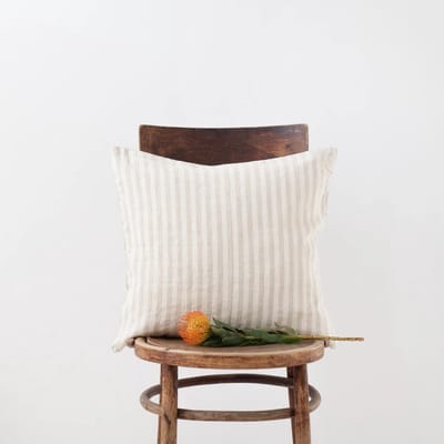 Linen Tales - Linnen Kussenhoes 40x60 cm naturel/wit gestreept
