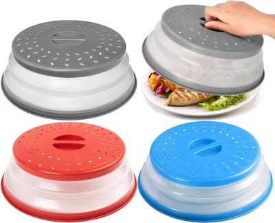 Vouwbare Magnetron Deksel Set van 3 - Makkelijk Grip Voedsel Deksel, Groente en Fruit Filter Mand voor Voedselbewaring