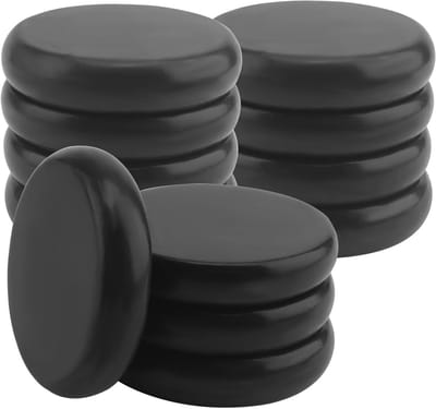 Set van 12 Hot Stone Massage Stenen voor Spa en Ontspanning, Ideaal voor Massage Therapie en Wellness, 8 x 1.8 cm Basaltstenen