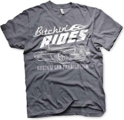 Bitchin' Rides Heren Tshirt -S- Custom Car Fabrication Grijs