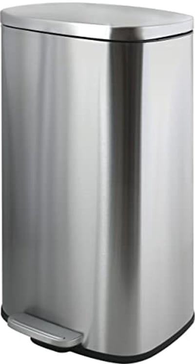 Afvalemmer 50 liter met softclose pedaal - zilver kunststof
