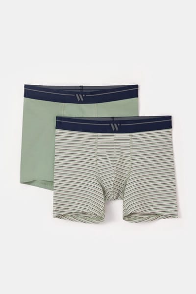 Woody Studio duopack boxershort heren - khaki/gestreept - 251-12-QLC-Z/014 - maat S