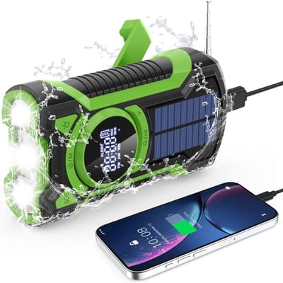 Noodradio Solar Opwindbaar – Zonneradio met Powerbank | 5000 mAh, Waterdicht & Inclusief Zaklamp