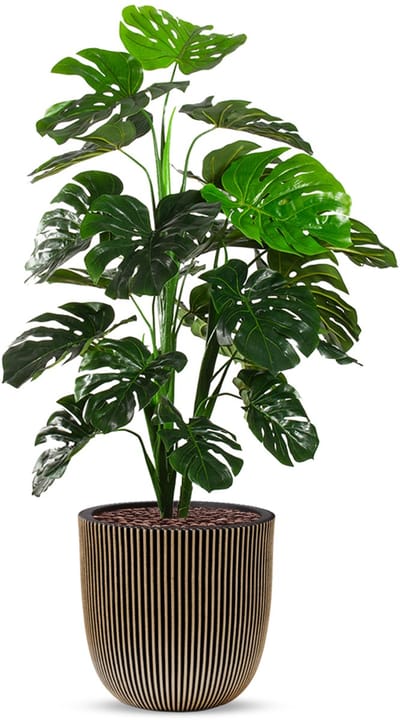 Kunstplant Monstera in Planter Ball groove zwartgoud H135 cm