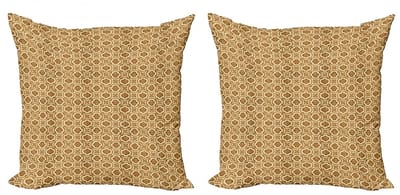 ABAKUHAUS Aardetinten Kussenhoezen Set – 2x 40x40 cm – Dubbelzijdig bedrukt – Beige/Bruin
