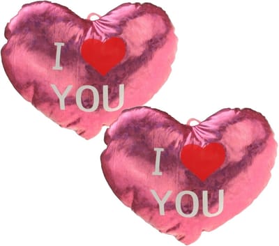 Krüger & Gregoriades Sierkussen - 2x - Rood - 14 cm - glimmend - hart I Love You - Valentijn - hart kussen - pluche
