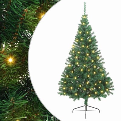 vidaXL - Kunststof - Voorverlichte - Kerstboom - met - 300 - LED - Groen - 240 - cm - PVC
