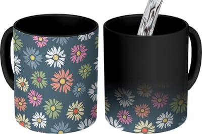 Magische Mok - Foto op Warmte Mokken - Koffiemok - Regenboog - Design - Bloemen - Flora - Magic Mok - Beker - 350 ML - Theemok