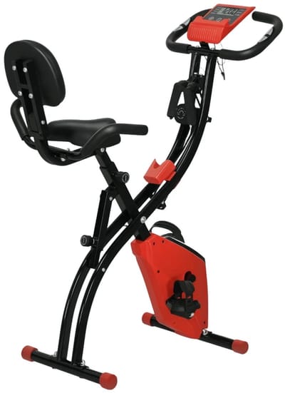 2-in-1 Opvouwbare Hometrainer - X-Bike met 8 Weerstandsniveaus - Vliegwiel 2,5KG - met 2 Weerstandsbanden - LCD Scherm - Hartslagmeter - Verstelbare Zitting - Fietstrainer - Fitnessfiets - Rood