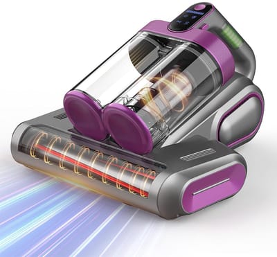 HKrachtige Mijtverwijderaar - Ingebouwde Ultraviolet Lamp van 253,7 nm - 13kPa Zuigkracht - Geschikt voor Bedden, Tapijten en Banken