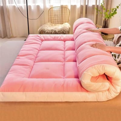 Japanse futonmatras - Vloerbed slaapmat - Veelzijdig slapen - Draagbaar en comfortabel - 150 x 200 cm - Roze