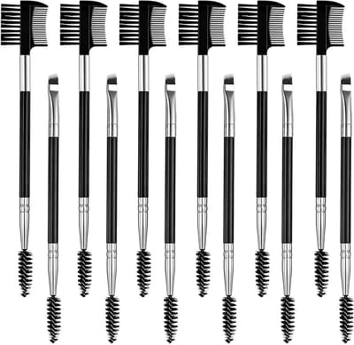 Set van 12 Dubbelzijdige Wenkbrauwborstels met Wimperkam en Wimperseparator, Ideaal voor Wenkbrauw- en Wimperstyling