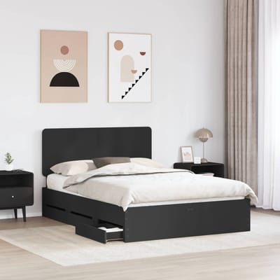 vidaXL - Bedframe - met - lade - met - opslag - Zwart - 160 - x - 200 - cm - Ingenieurshout