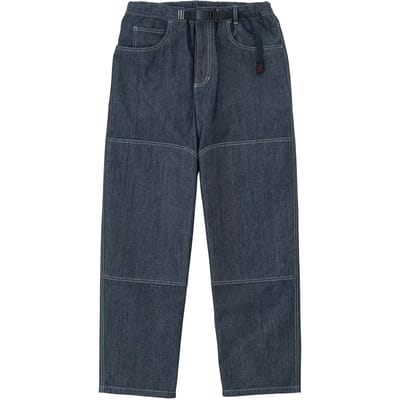 Katoenen Japanse chambray jeans met kniestukken Gramicci